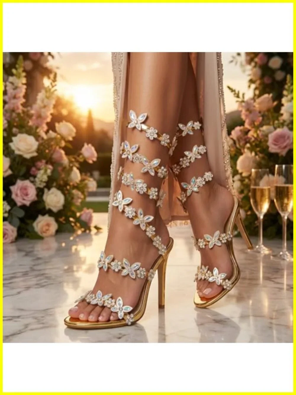 Gladiator Rhinestone Strappy Heeled Sandals Party Prom